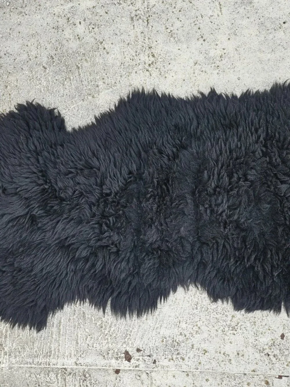 Real Fur Area Rug Handmade Sheepskin Black Real Hair Fur Home Decore Rug New